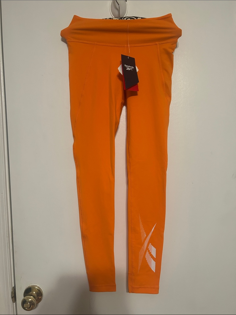 Reebok Orange Athletic Leggings with Reflective Detail
